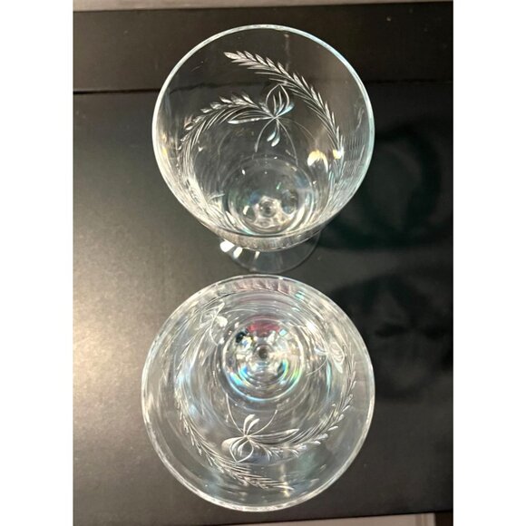 Pair of Tiffin Franciscan Caresse Pattern Vintage Etched Crystal Tea Glasses - Picture 5 of 5